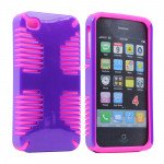 Wholesale iPhone 4 4S Hybrid Grip Case (Purple-Hotpink)